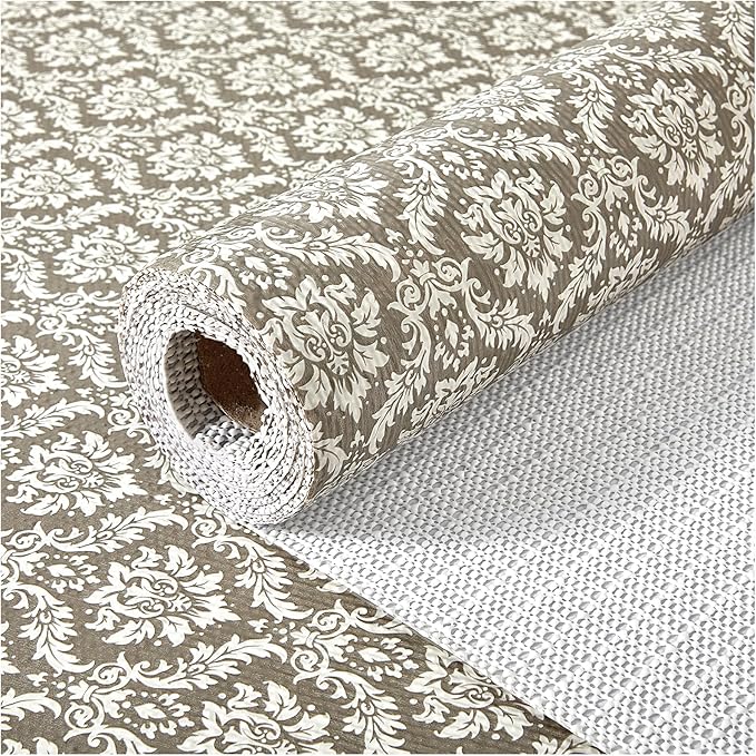 Drawer and Shelf Liner, Non-Slip Kitchen Cabinet Liners Non-Adhesive Thick Strong Grip Waterproof Washable Mats Protect Dresser Shelves Cupboard Bathroom Cabinets, Boho: Beige, 18 in X 30 FT
