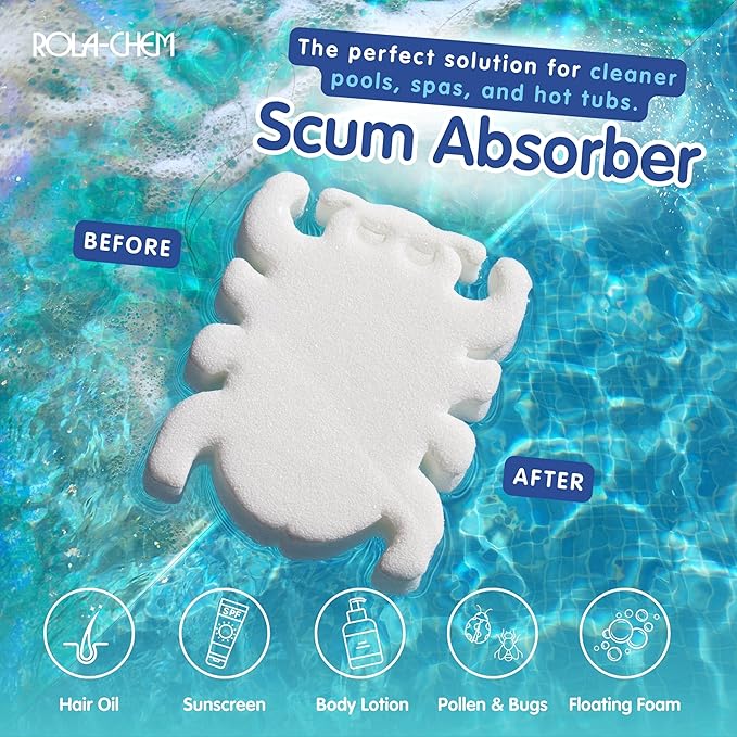2 Pack Scumbug Hot Tub Scum Absorber – The Original, Highest Rated Scum Absorber Ever – Pool Sponge Oil Absorber for Hot Tub, Spa & Pool – Hot Tub Cleaning Tools That Soak Up Oil & Grime