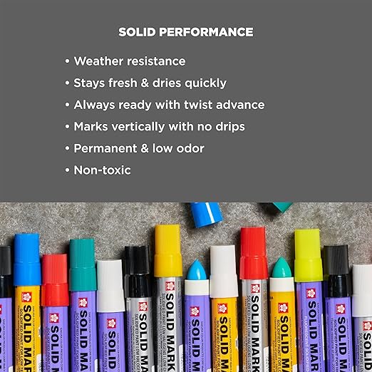 Sakura Solid Paint Markers - Permanent Marker Pens - Window, Wood & Glass Marker - Orange Paint - 12 Pack