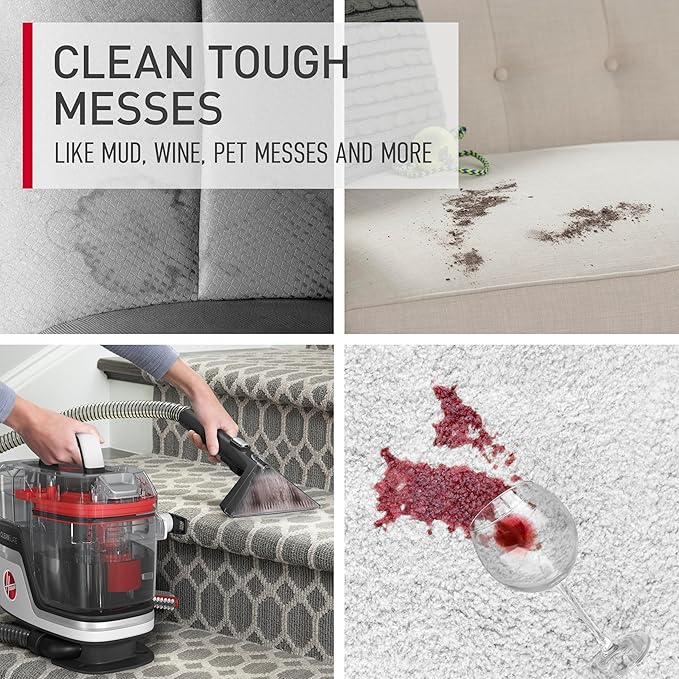 Hoover CleanSlate Plus Portable Carpet & Upholstery Spot Cleaner, Carpet Cleaner Machine, Pet Stain Remover, Car and Auto Detailer, FH14050 + 64 oz Auto Portable Solution, Fresh Scent, AH31718