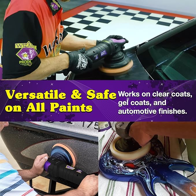 Wizards 11204 Yellow Foam Cut Buffing Pad – Polishing Pad for Orbital Buffer – Auto Paint Correction – Vehicle Detailing DA Attachment – Compound Tool for Car Scratches and Repairs - 8.5 x 1.25 Inch