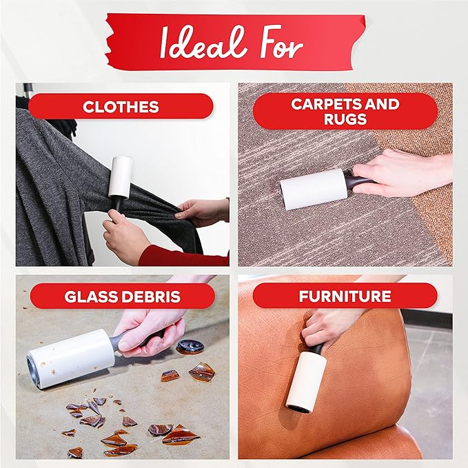 Pet Hair Lint Roller, 450 Sheets Furniture Lint Rollers for Pet Hair, 1 Heavy Duty Lint Roller for Clothes + 5 Sticky Lint Rollers Refills - Xfasten