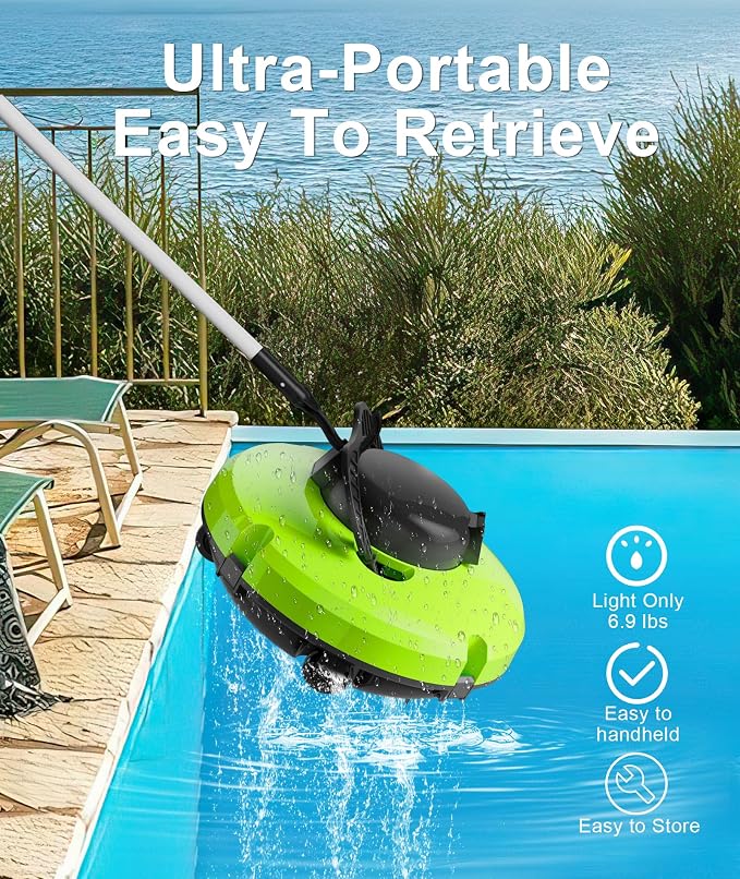 GMAPLAE Cordless Pool Vacuum for Above Ground Pool, Robotic Pool Cleaner with Dual Motors Strong Suction, 120 Mins Runtime, Auto-Parking, Pool Cleaner Robot for Inground Flat Pools Up to 1000 Sq.Ft