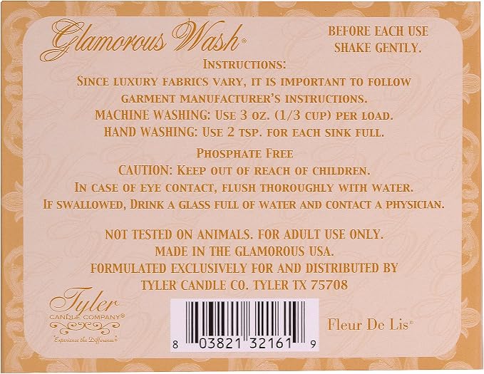 Tyler Candle Fleur De Lis Glamorous Wash 32 oz Fine Laundry Detergent