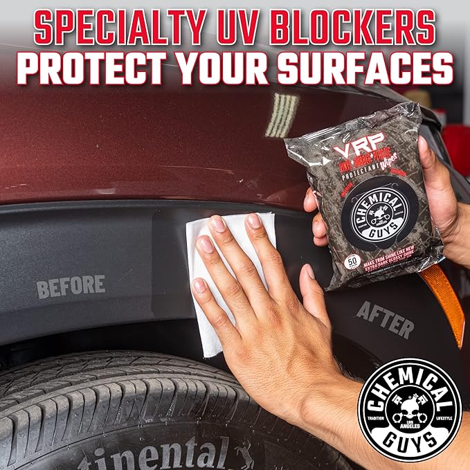 Chemical Guys PMWTVD10750 VRP Shine and Protectant Wipes Mega 100 Pack, For Vinyl, Rubber and Plastic Non-Greasy Dry-to-the-Touch Long Lasting Super Shine Dressing for Tires, Trim and More, (50 Ct)