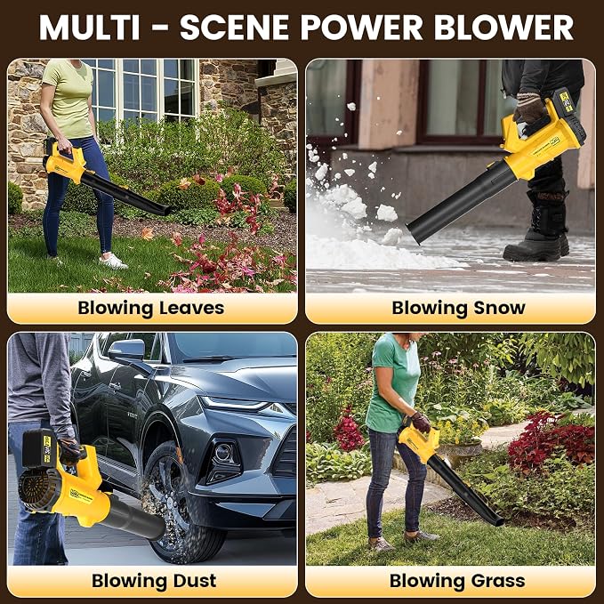 2025 Upgrade Cordless Leaf Blower with 2×4.0Ah Batteries & Fast Charger, 150MPH 500CFM Powerful Cordless Blower, 6-Speed, for Lawn, Yard, Leaves Cleaning