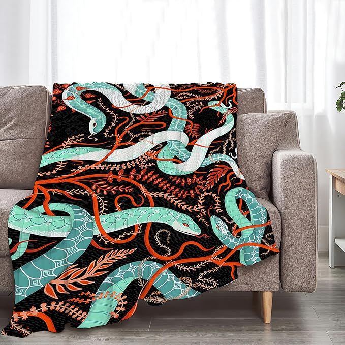 jerkboo Snake Blanket Throws Snake Gifts Snake Throw Blanket for Women Men Kids Adults Soft Warm Cozy Fleece Blanket for Couch Sofa Bed 50""x40""