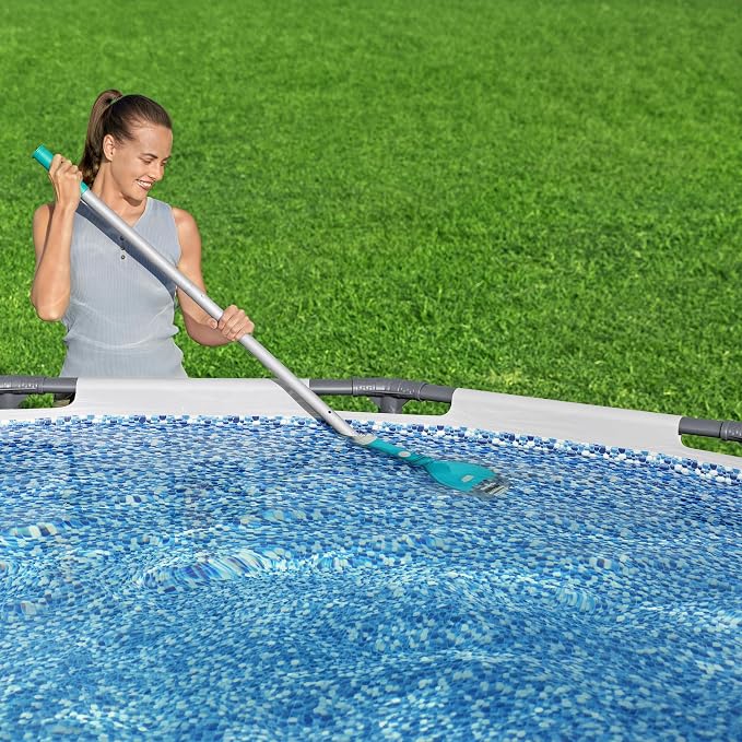 Bestway Cordless Pool Vacuum for Up to 10 Ft Pools, AquaTech Cordless Vacuum Cleaner - Adjustable Pole, Debris Compartment, and AA Battery Operated