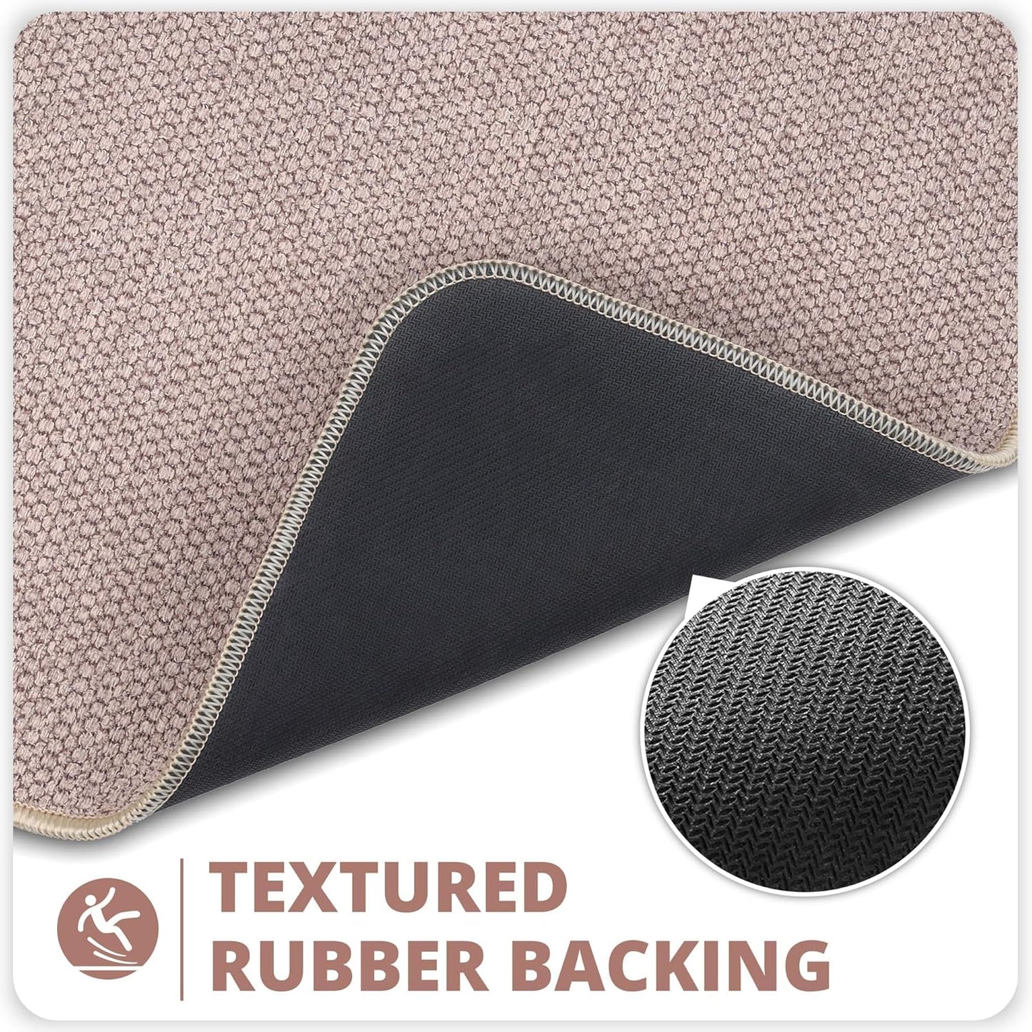 Bath Mat,Ultra Thin Bathroom Runner Rugs,Large Bath Mats for Bathroom,Quick Dry,Non-Slip,Machine Washable,Low Pile,Bath Rug,Shower Outside,Sink,Home Decor Accessories.Beige,1'9"x3'11"（21x47inch）