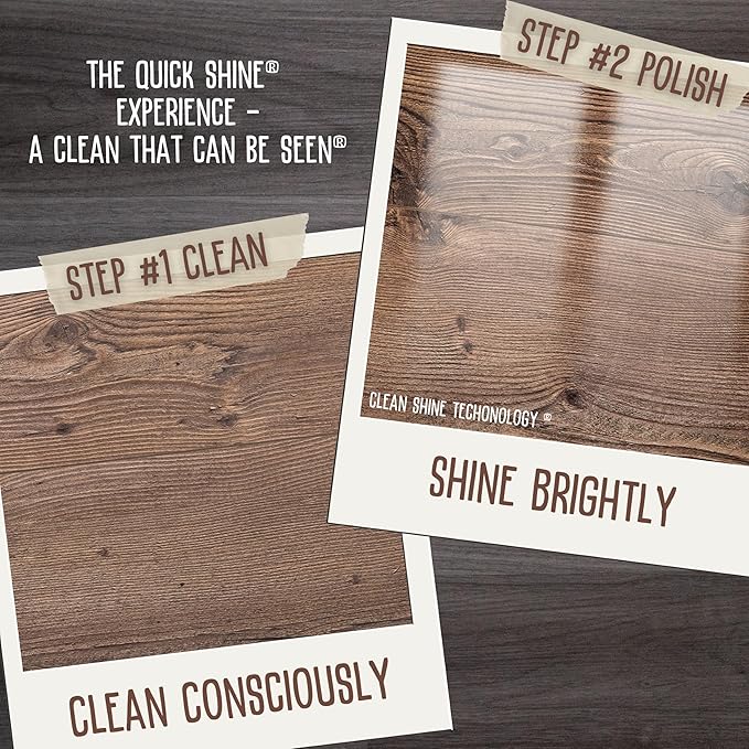 Quick Shine Hardwood Floor Cleaner 27oz, 2Pk| Use in Spray & Vac Mops| Removes Dirt & Scuff Marks| Ready-to-Use, Streak Free, No Rinse| Safer Choice Cleaner| Perfect for Gentle and Effective Cleaning