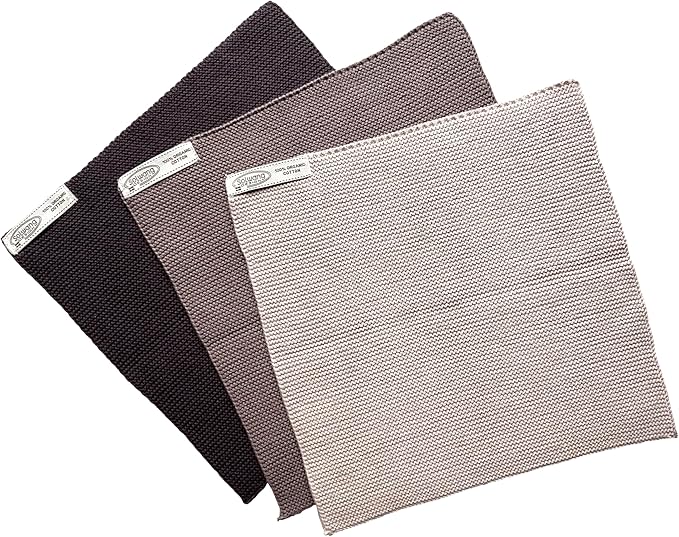 Solwang 3-Piece Danish Cotton Dishcloths in 100% Certified Organic Cotton Made in India (Warm Grey Organic Combi)