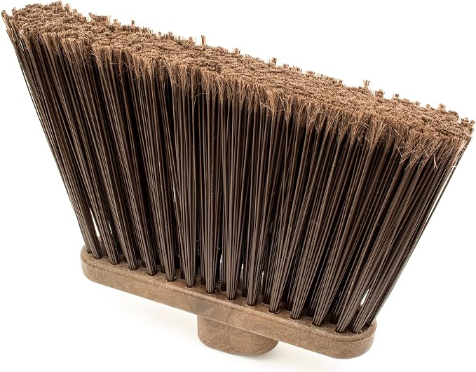 SPARTA Plastic Broom Head, Angled, Flagged for Small Debris Indoor, Outdoor, Home, Restaurant, Lobby, Office, 12 Inches, Brown, (Pack of 12)