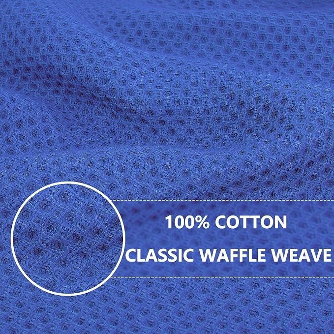 Homaxy 100% Cotton Waffle Weave Kitchen Dish Cloths, Ultra Soft Absorbent Quick Drying Dish Towels, 12 x 12 Inches, 18-Pack, Blueberry