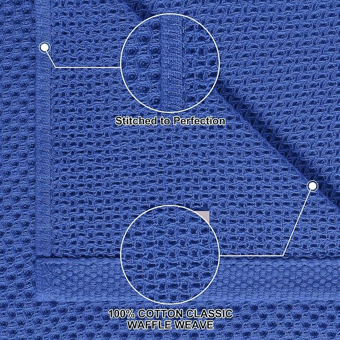 Homaxy 100% Cotton Kitchen Towels and Dishcloths Set, 12 x 12 Inches and 13 x 28 Inches, Set of 10 Bulk Kitchen Towels Set, Ultra Soft Absorbent Dish Cloths for Washing Dishes, Blueberry