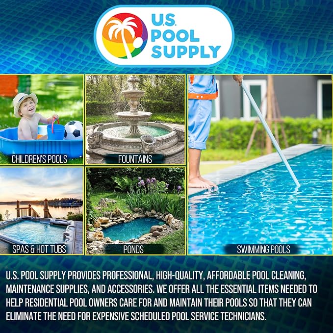 U.S. Pool Supply Above Ground Pool Skimmer, Wall Mount Surface Skimmer - Extra-Large Collection Basket, Automatically Skims Floating Leaves Debris, Attach to Inflatable Collars, Tubular, Metal Frames