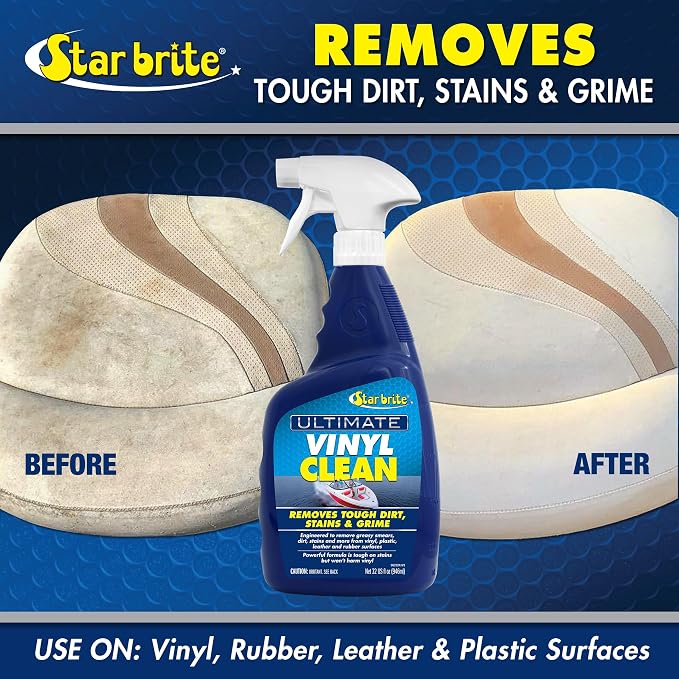 STAR BRITE Ultimate Vinyl Clean Spray + Ultimate Vinyl Guard - Multi-Surface Cleaner & Protectant for Auto, RV, Home & Boat Upholstery - Clean & Protect Vinyl, Rubber, Leather, Plastic