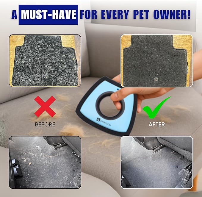 Pet Hair Removal Tool for Carpet & Car Detailing – 2025 Dual - Edge Carpet Rake & Pet Hair Remover – Deep Clean Dog & Cat Hair from Car, Rugs, Sofa, Couch, Furniture & Upholstery