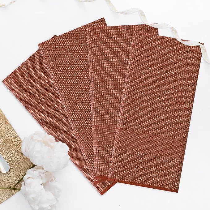 Homaxy Premium Kitchen Towels(18”x 28”, 3 Pack), Large Cotton Kitchen Hand Towels, Flat and Terry Dish Towels, 380 GSM Highly Absorbent Tea Towel Set with Hanging Loop, Rust