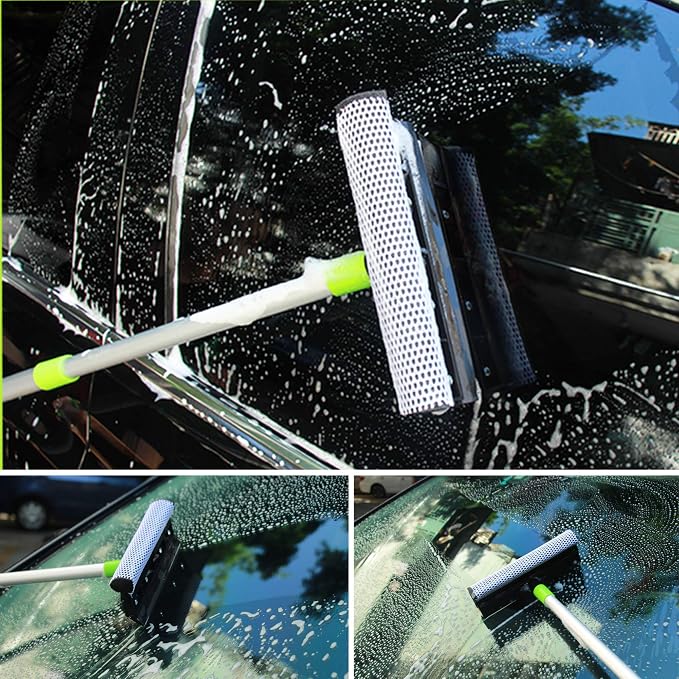 7pcs Car Wash Brush Kits with 42.5" Aluminum Alloy Long Handle,Car Wash Kit Auto Care–Exterior and Interior Cleaning–Tire Wheel Brush–Window Squeegee–Window Cleaner Tool-Tool Bag