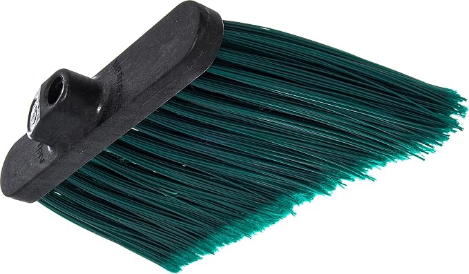 SPARTA 3686709 Duo-Sweep Medium Duty Flagged Angle Broom Head, Polypropylene Bristle, 8" Overall Length x 12" Width, Green (Case of 12)
