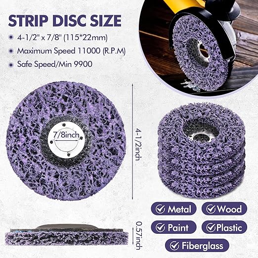 Landhoow 20 Pcs Strip Discs Rust Remover Wheel 4-1/2'' x 7/8'' Stripping Wheel Paint Disc Abrasive for Rust Oxidation Welds Metal and Wood Angle Grinder