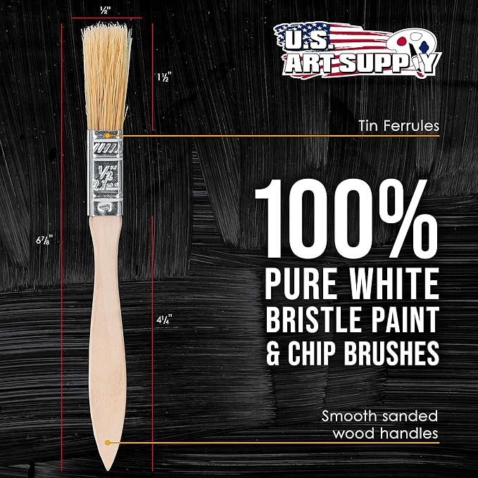 U.S. Art Supply 36 Pack of 1/2 inch Paint and Chip Paint Brushes for Paint, Stains, Varnishes, Glues, and Gesso