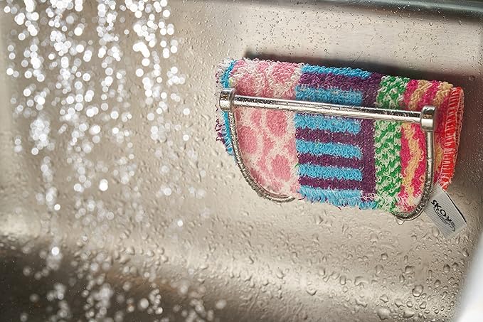 Skoy Cleaning Bundle - Cloth, Scrub, Red Towel and Sink Holder – Environmentally Friendly, Kitchen & Household Use, Plastic-Free Packaging, Great Gift Idea!