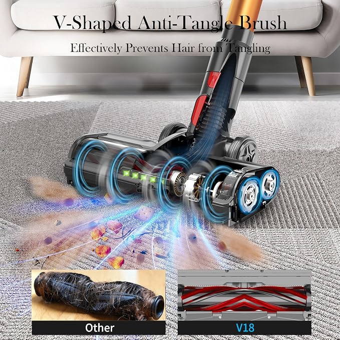 Cordless Vacuum Cleaner, Handheld Vacuum Cordless Rechargeable, Stick Vacuum Cordless for Hardwood Floors, Vacuum Cleaner Pet Hair, Upright Vacuum Cleaners, 600W 50Kpa, Portable Vacuum for Home