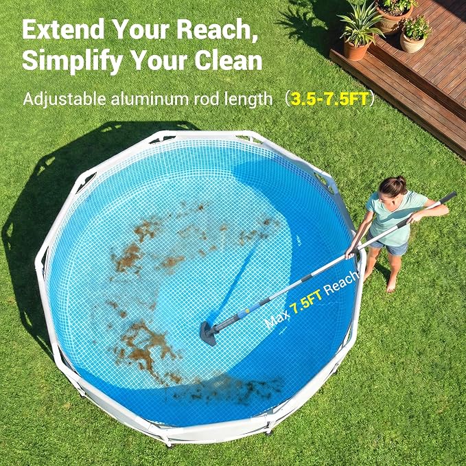 Hot Tub Vacuum - Cordless Pool Vacuum for Above Ground Pool Rechargeable Stick for Fast Sand & Debris Removal in All Pool Types, Spas & Hot Tubs (Blue)