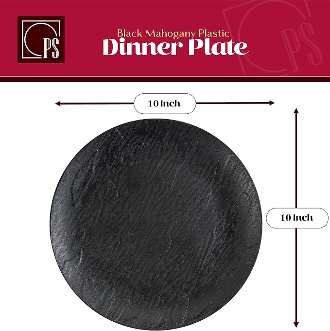 Posh Setting Black Plastic Plates Disposable Plastic Dinnerware Set Includes 20 10 inch Dinner Plates and 20 7 inch Salad Plates Fancy Disposable Dinnerware Set