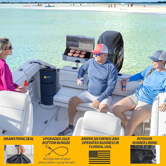 Mangrove Products: Portable Boat Trash Can, Reusable Trash Bag, Boating Equipment, Boat Storage, Boat Accessories Marine, Pontoon Boat Accessories, Fishing, Sandbar, RV, or Camping