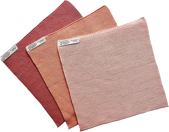 Solwang 3-Piece Danish Cotton Dishcloths in 100% Certified Organic Cotton Made in India (Dusty Coral Organic Combi), 619317045637