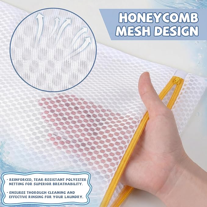 Junkin 40 Pack Honeycomb Mesh Laundry Bags Reusable Delicate Wash Bags with Anti-rust Zippers Durable Washing Machine Bag for Bras, Lingerie, Socks, Baby Clothes (12x16 Inch)