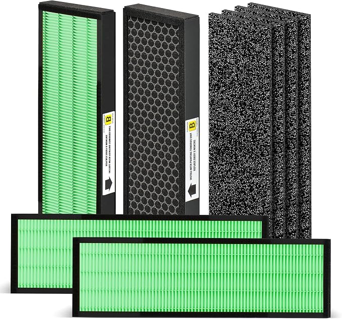 [Upgraded] Nisreen AC4825 HEPA Filter B Replacement Compatible with Guardian Filter B for Improving Moist Conditions, for Models AC4825E AC4850PT AC4900CA, 4 H13 HEPA and 4 Pre-Filters