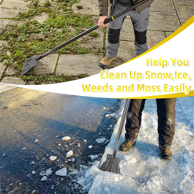 Garden Flat Shovel & Weed Scraper,59" Floor Scraper Long Handle Heavy Duty Multifunctional Cleaning Shovel for Weeding, Ice, Snow, Mud and Lawn Edging