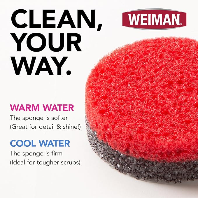 Weiman Multi-Surface Dual Action Sponges, Non-Scratch Scrub & Shine for Dishes, Cooktops, Stainless Steel, Glass, Granite, & More - Durable Kitchen Cleaning Sponges, 8 Sponges