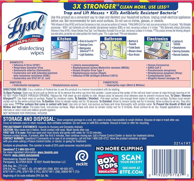 Lysol Brand New Day Disinfecting Wipes - Mango Scent - 80 / Canister - 6 / Carton - White