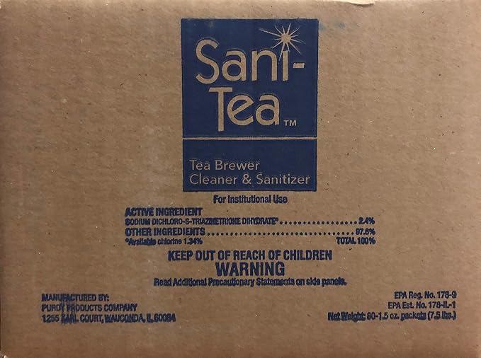 Stera Sheen Sani-Tea - 1.5 Ounce Packets - Tea Brewer, Dispenser Cleaner and Sanitizer - Remove Tea Residues and Oils, Ensure Food Safety, 80 Packets Per Case