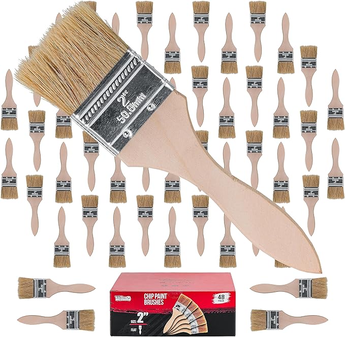 U.S. Art Supply 48 Pack of 2 inch Paint and Chip Paint Brushes for Paint, Stains, Varnishes, Glues, and Gesso