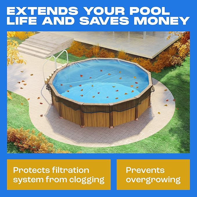 Yankee Pool Leaf Net Cover for 18 Ft. Above-Ground Round Pool - Heavy-Duty 0.15”, Net to Protect from Leaves, Debris | Leaf Catcher to Prevent Clogging
