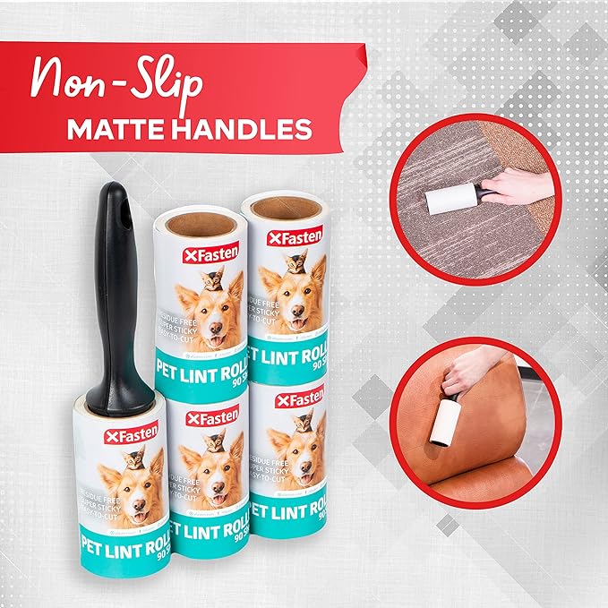 XFasten Lint Rollers for Pet Hair - Extra Sticky (900 Sheets/10 Refills/2 Upgrade Handles) Heavy Duty Portable Lint Remover Brush for Clothes, Dog Cat Furniture