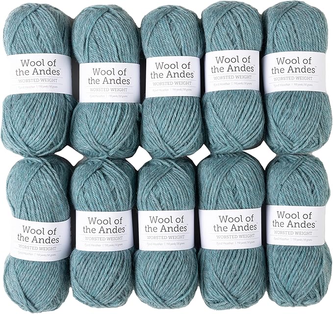 Knit Picks Wool of The Andes Worsted Weight Blue 100% Wool Yarn Multi Pack (10 Balls - Fjord Heather)