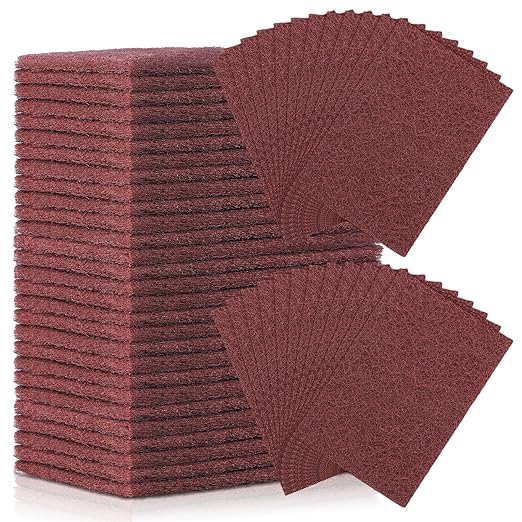 30 Pcs General Purpose Scuff Pads 6 X 9 Inch Red Abrasive Hand Sanding Non-Woven Aluminum Oxide Abrasive Pads Set for Surface Preparation Scuffing Scouring Blending Cleaning
