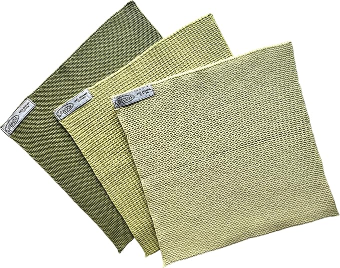 Solwang 3-Piece Danish Cotton Dishcloths in 100% Certified Organic Cotton Made in India (Pistachio Organic Combi)