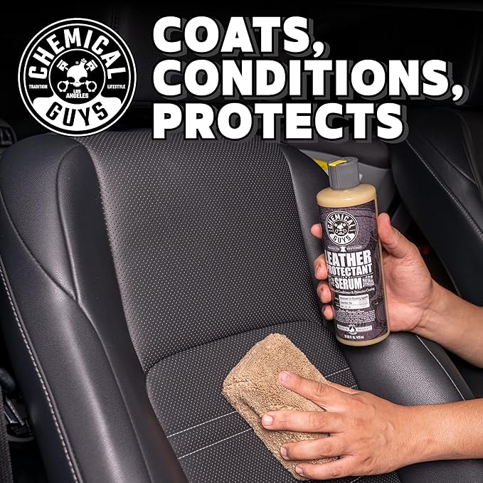 Chemical Guys Leather Cleaner & Leather Serum Kit for Car Interiors, Furniture, Apparel, Shoes, Boots, and More (Works on Natural, Synthetic, Pleather, Faux Leather and More), 16 fl oz - 2 Items
