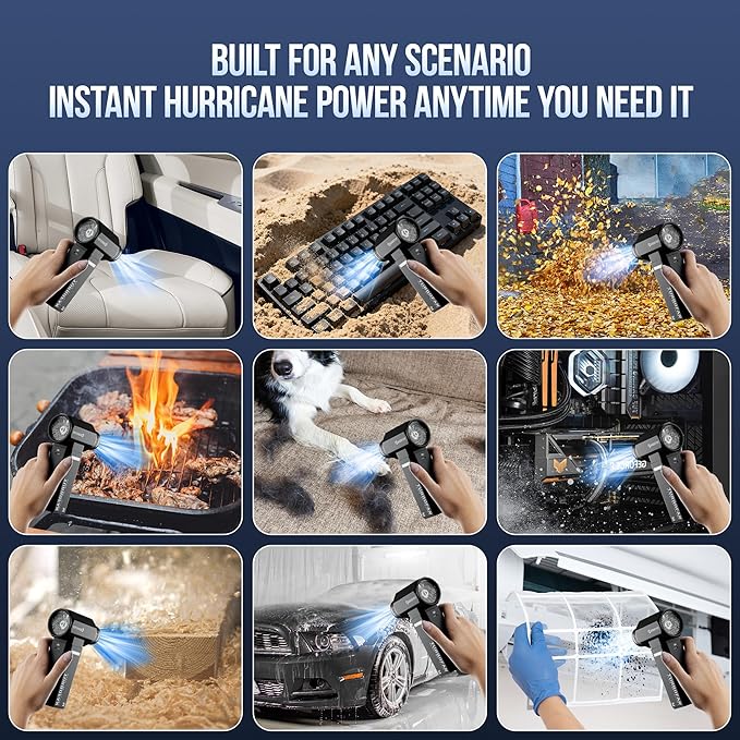 Electric Air Duster, Metal Shell,150000RPM Brushless Motor, Super Power Compressed Air Duster, 3-Gear Adjustable Dust Blower,One-tap Booster, Electric Duster for PC, Car, House, Outdoor
