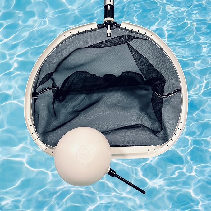 18" Pool Skimmer Net & Rake Combo with 360° Float Assist, 2-in-1 Surface Skimmer + Bottom Rake - Standard Black Nylon Mesh - Pool Pro Daily Use