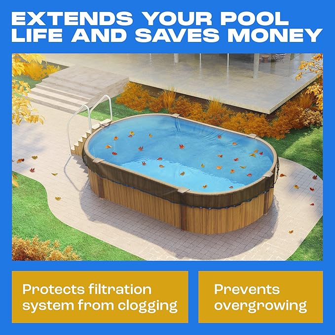 Yankee Pool Leaf Net Cover for Oval Pool 18x34 Ft.- Heavy-Duty 0.15” Above-Ground Leaf Net | Swimming Pool Net to Protect from Leaves, Debris, and Clogging