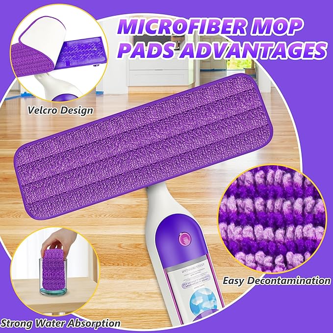 Microfiber Spray Floor Mops with 10 Mop Pads for Floors Cleaning