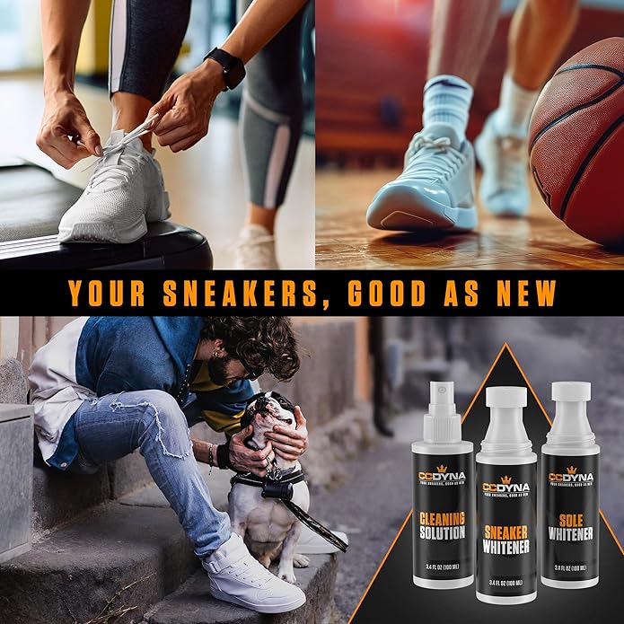 Sneaker Whitener Kit – All-in-One Shoe Whitening & Cleaning Set with Sneaker Paint, Sole Paint, Cleaner Solution & Hi-Tech Microfiber Cloth – Restores White Sneakers & Covers Scuffs